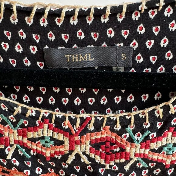 THML sleeveless embroidered minidress, black/multi, size Small - Picture 3 of 7